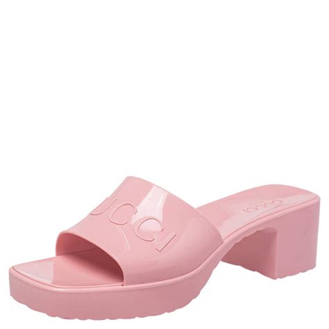 pink and blue gucci shoes|gucci pink rubber shoes.